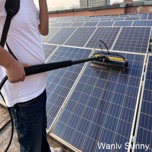 11.48 FT Telescopic Pole Water Powered Rotating Brush for Maintaining Solar Panels