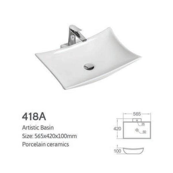 Glossy Wall Mount Bath Sink Ceramic For Cabinet Lavatory Single Hole 12L