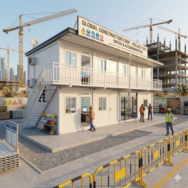 Multi-Unit Prefabricated Workforce Apartment: 2-Story Combined Modular Dormitory with Walkway Balcony for Large-Scale Construction Sites
