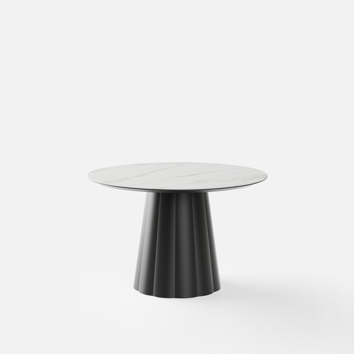 Pumpkin Fluted Base Sintered Stone Round Table ISO9001 Meeting Space Tables