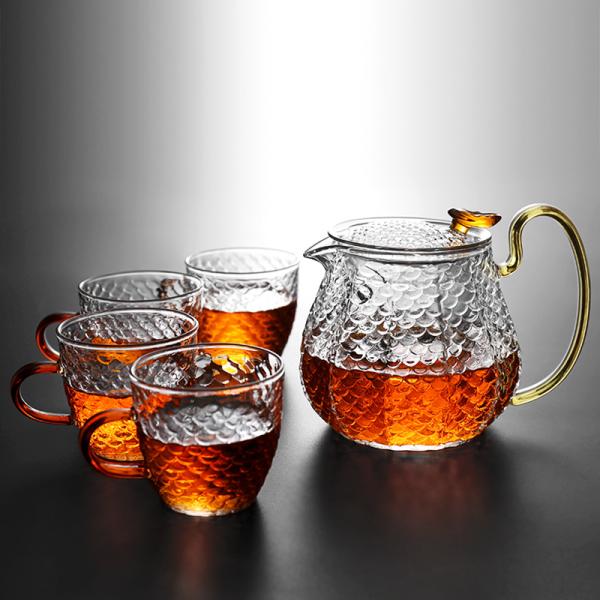 Heat Resistant Clear Glass Teapot Stovetop Safe Curved Sprouts Glass Tea Maker