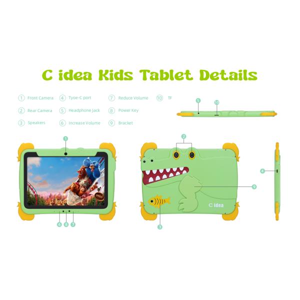 C Idea Kids Tablet 10.1 Inch Android Tablet PC With Case Eyes Protection 1280*800 Screen Pre-Install IWAWA For Education