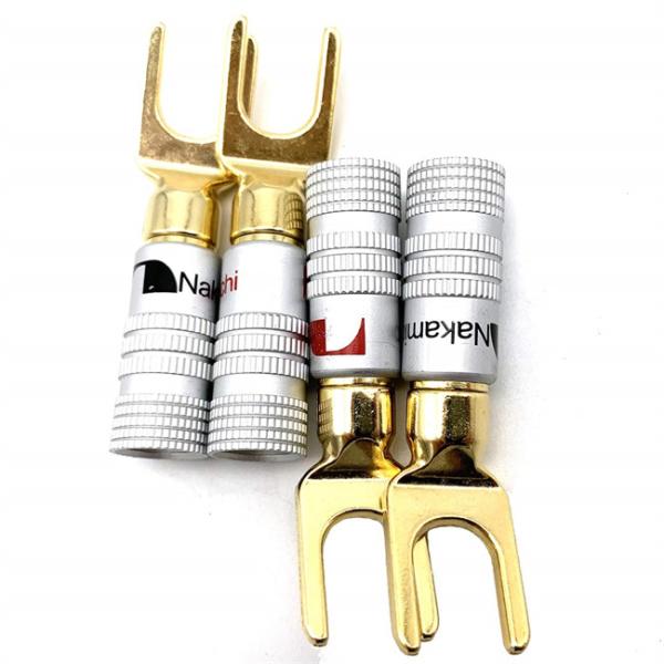 Мужской латунный подковообразный соединитель лопаты, золото покрыл штепсельные вилки диктора лопаты y