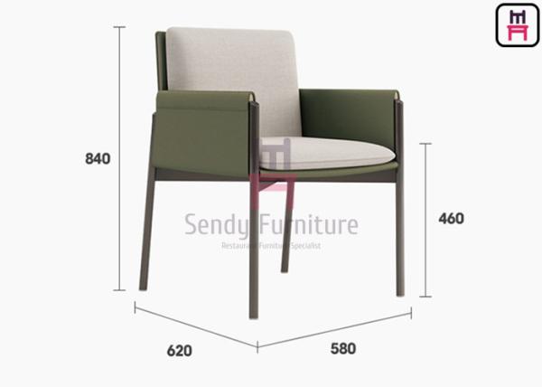 Tanned Leather Upholstered Arm Chair Black Titanium Steel For Restaurant Bar Cafe