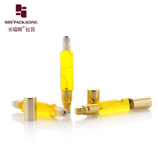 BLPD-10ml Gold Lid Empty Double Head Design Roller And Spray Bottle For Perfume