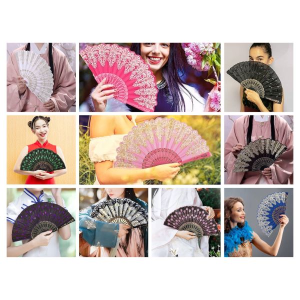 [I AM YOUR FANS]Personalize Wedding Hand Fans Folding Plastic/Wooden/Bamboo Hand Fan With Lace