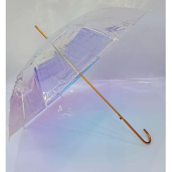 Fashionable Ladies Transparent Umbrella with Auto Open Mechanism and Dazzling Colors - Large 103cm Canopy