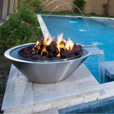 Gás decorativo da piscina em volta da bacia de aço inoxidável do fogo e da água