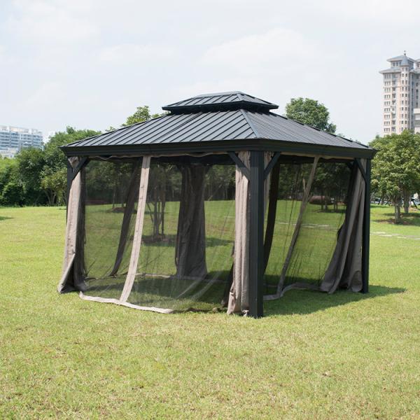 PVC Coated Iron Gazebo Quad Pop Up Gazebo With Sides Steel Frame