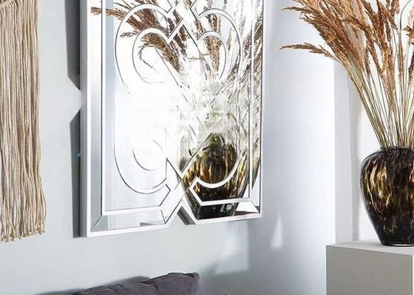Wall Mounted Console Table with Silver Mirror Finish and Modern Design for Entryway