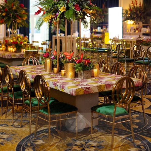 Luxury Golden Double Ring Orbit Chair for Events Weddings Hotels Restaurants Outdoor Bars-Stainless Steel Rental Chair