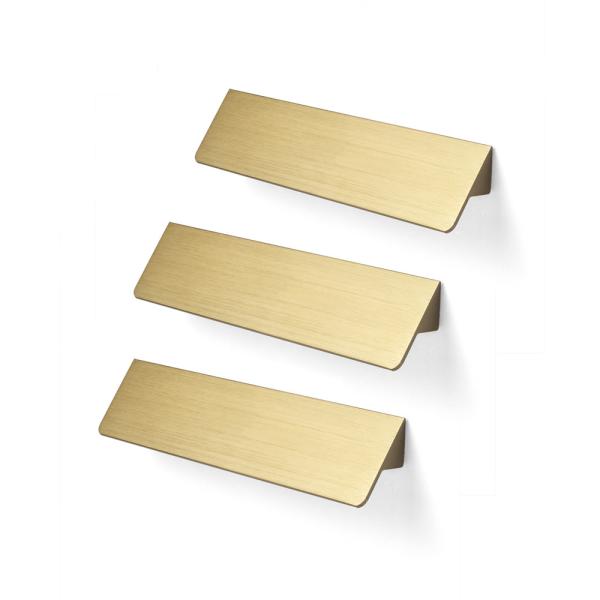 Brush Gold Aluminum Drawer Hidden Pull Handles 150mm For Kitchen Cabinet