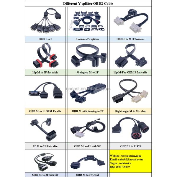 AOTAI OBD 2 Cap Wiring Harnesses for GPS Fleet Plug and Play Installation T-Harness OBD 24V Cables Weigth 140g Voltage 12