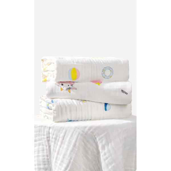 En imprimant la crêpe naturelle épaisse 260GSM de la fibre 40S enveloppez les serviettes couvrantes de Bath de couche-culotte couvrent six couches de Gauze Cotton Fabric