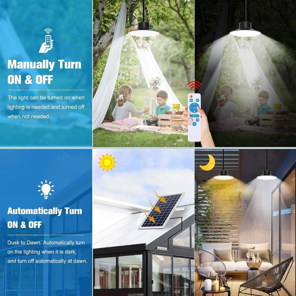 Smart Dimming | IP65 Waterproof | Solar Pendant Light | Villa Courtyard Outdoor Lighting