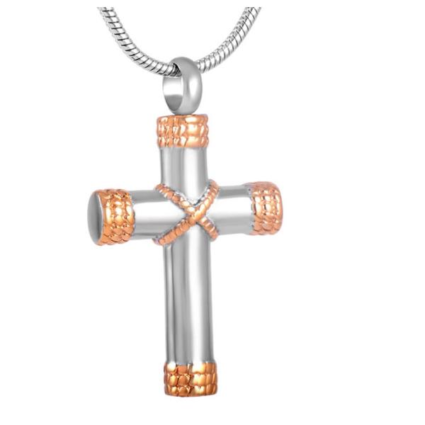 Stainless Steel Cross Pendant Necklace for Ashes Urn Cremation Religious Keepsake