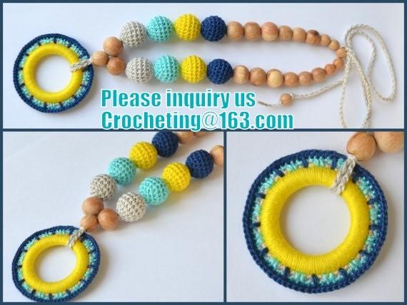 Necklace with amigurumi toy, Nursing necklace,Breastfeeding necklace, crochet toy