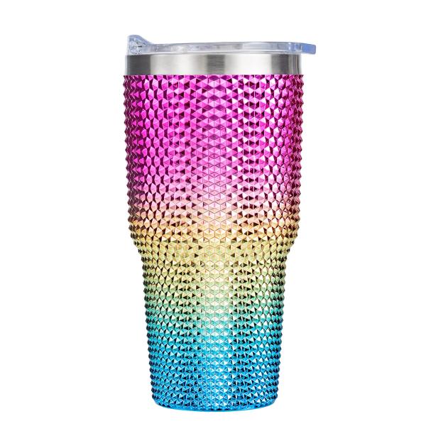 Capa de agua de plástico de doble capa montada en automóvil de gran capacidad 30 oz Copa para fabricante de hielo de acero interior Copa de agua de plástico exterior Copa de durián de acero inoxidable