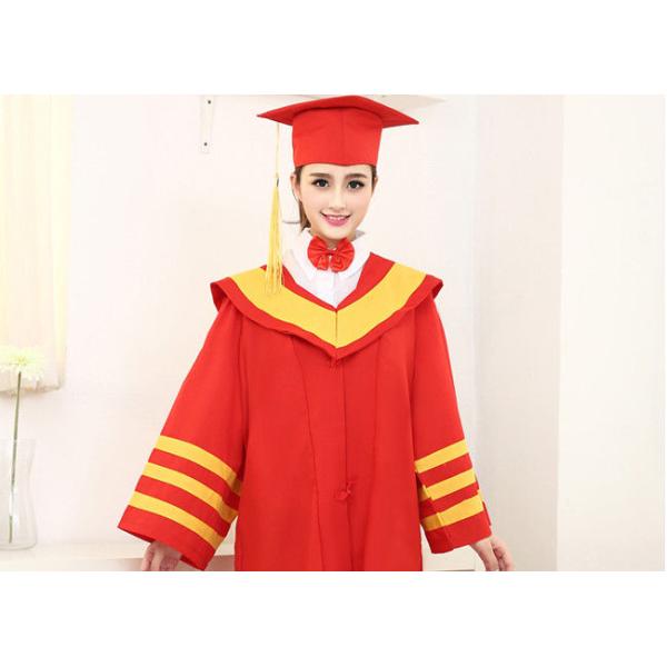 Pure Polyester Teen School Uniform , Black Graduation Gown For College Graduates