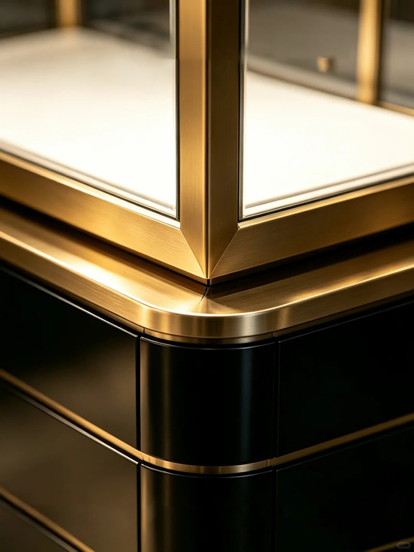 Arched Glass Onyx Texture Lockable Jewelry Display Counter for Luxury Boutiques