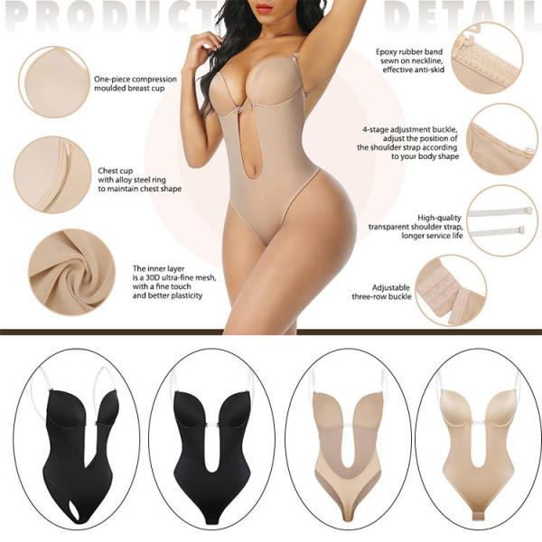 Open Crotchless Backless Shapers Thong HEXIN Invisible Bra for Women's Waist Slimming