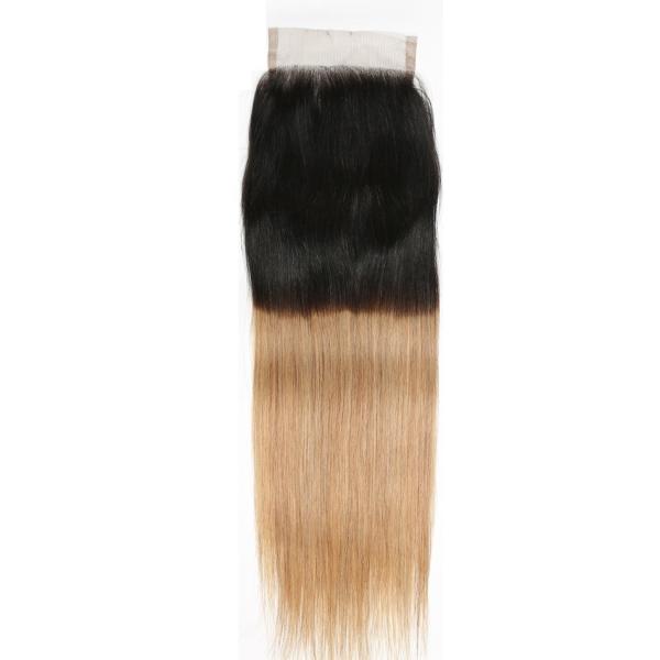1b 27 partes retas do cabelo do fechamento do laço do Virgin 4x4 para o cabelo de diluição das mulheres
