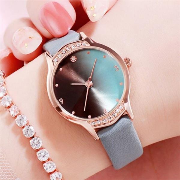 Laipute Women'S Luxury Diamond Watches PU Strap Hardened Glass Diamond Bezel Watch