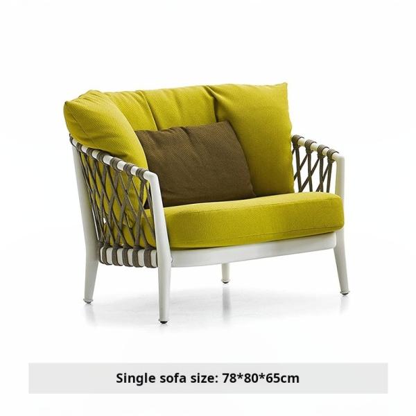 Soft Doll Cotton Cushion Modern Style Garden Rope Rattan Sofa Sets For Balcony Patio