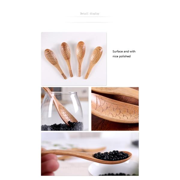 Nanmu Wooden Cooking Utensils Lacquered Fish Shaped  Kitchenware Cutlery Set