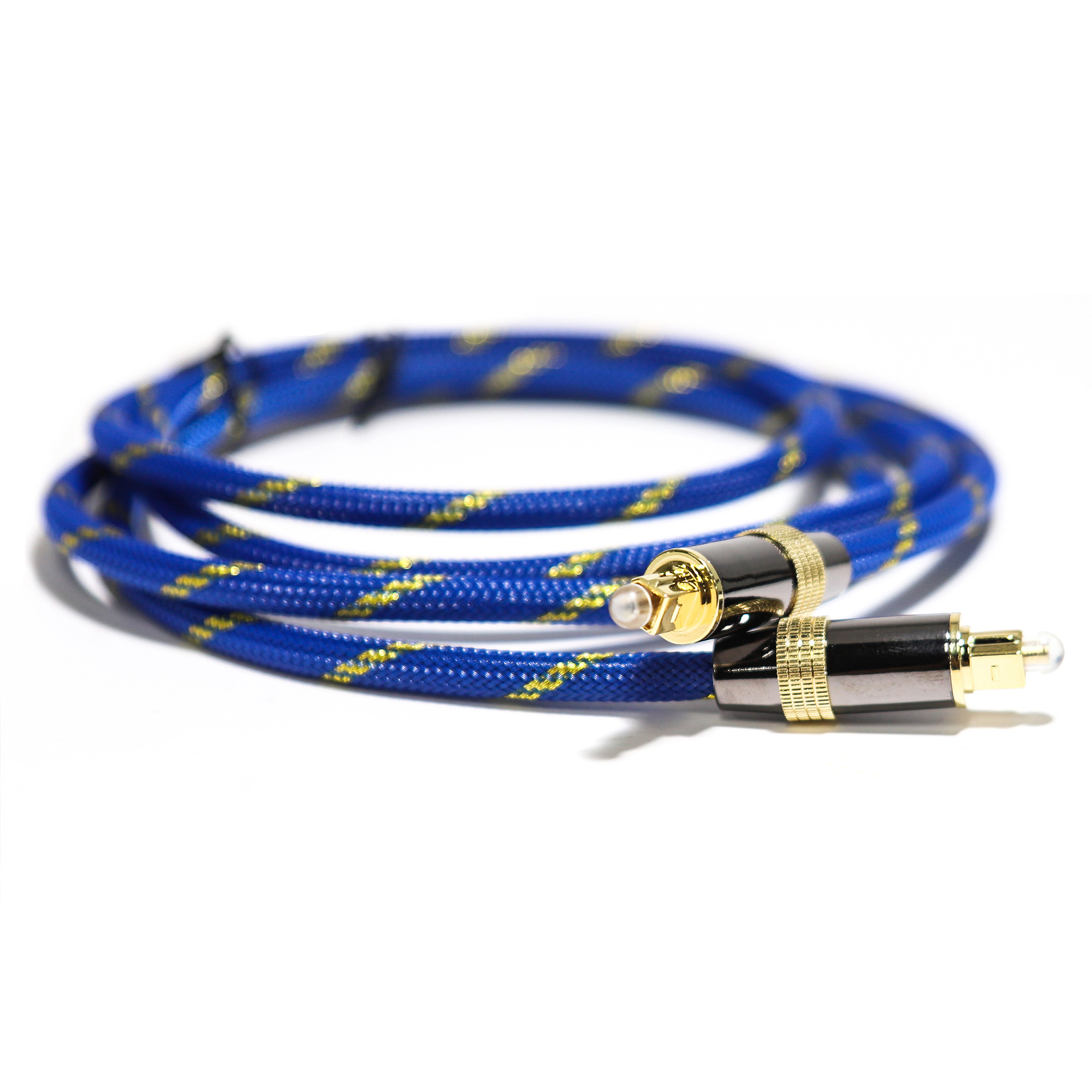 Toslink Digital Optical Cable Plated Golden Woven Blue Rope HiFi Sound For Audiophile HiFi 1.2M 2M