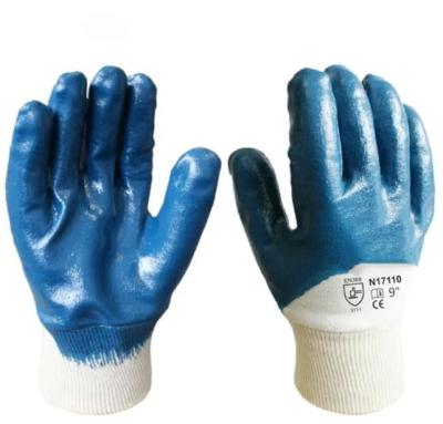 Knit Cuff Nitrile Coated Gloves Non Slip Cotton Jersey Work Safety Gloves