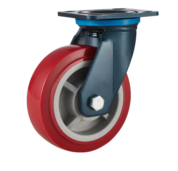 4 / 5 / 6 / 8 Inch Heavy Duty Red PU Caster Wheels for Trolley