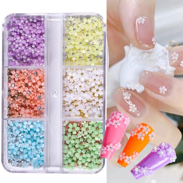 3D Resin Candy Color Nail Decoration Flower With Rhinestone for Nail Salon and Plastic