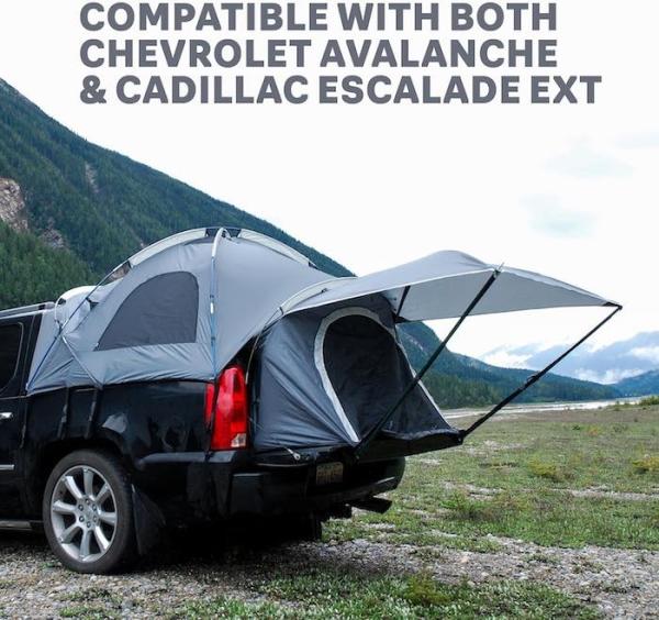 72''Inch Grey Pickup Camping Tent 4-Season 2-Person Fiberglass Pole Waterproof Coated Polyester With Mesh Windows