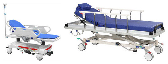 Stable Patient Transfer Trolley , Folding Stretcher Trolley With Two Hydraulic Pumps