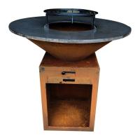 le barbecue brûlant du BARBECUE 120kg de gril en bois en acier de Corten grille le métal