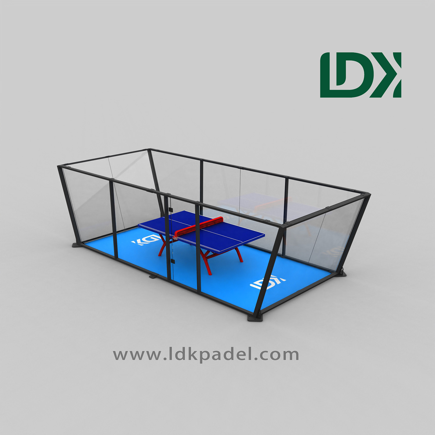 Panoramic Padel-Style Ping Pong Court with Tempered Glass Enclosure