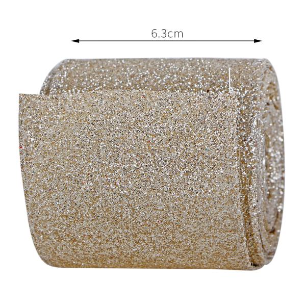 Customized Support 63mm Wide Christmas Metallic Glitter Ribbon for Xmas Decorations