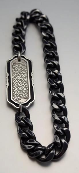 High Quality Silver Black Color Plated Stainless Steel  Jewelry Wristband Bracelet