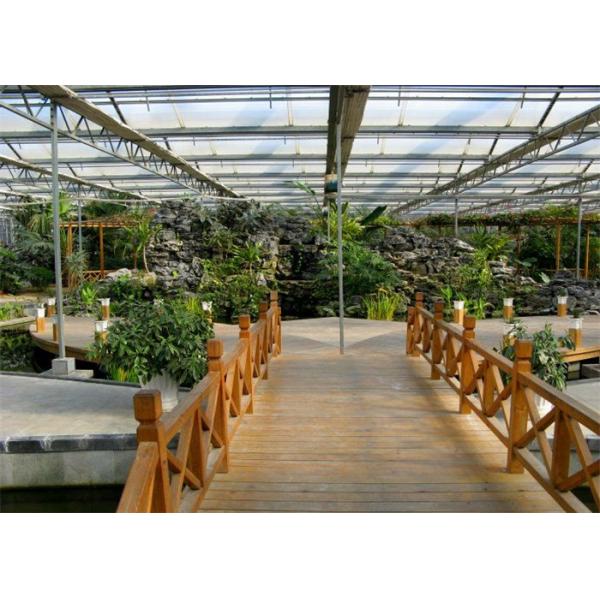 Single Span Ecological Greenhouse , Large Glass Greenhouse Aluminium / Steel Metal Type