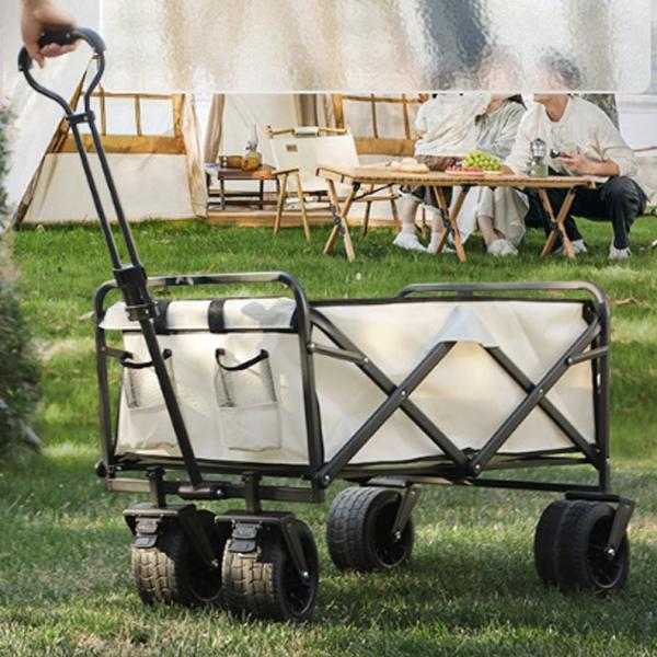 Structure Roll Container Beach Wagon for Shopping Storage Tools Pets Portable Picnic Cart Black