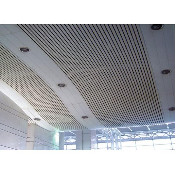 Metal Aluminium Strip Plate Baffle Clip Plain Ceiling Panels For Subway Metro Station