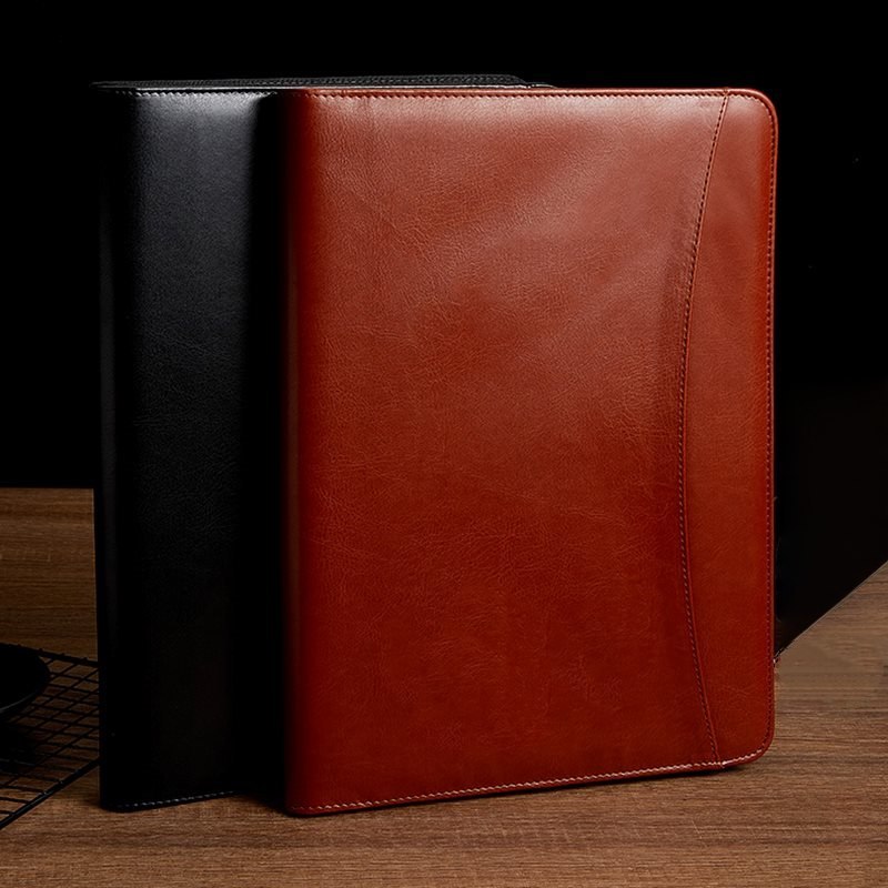 Stamped A4 Conference Leather Presentation Folder Portfolio Binder Custom Logo