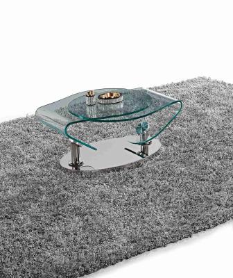 Glass Spinning Table Stainless Steel Base Coffee Side Table OEM