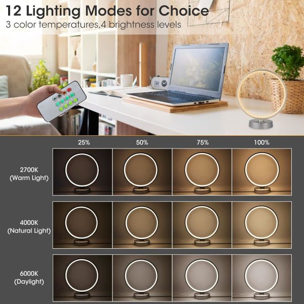 VALED Metal Circular SAD Light Therapy Lamp 10000LUX with Remote Control and 3 Color Temperatures