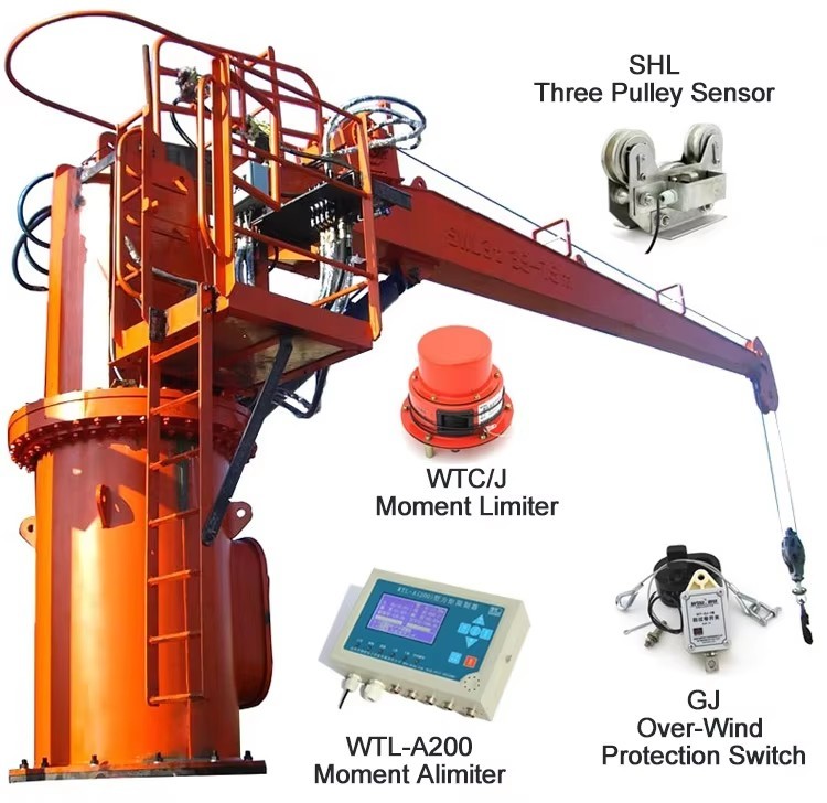 BV CCS RMRS Certificate Marine Boat Use 1t 2t 3t 3.5t 5t Hydraulic Stiff Boom Deck Crane 360 Degree Rotation