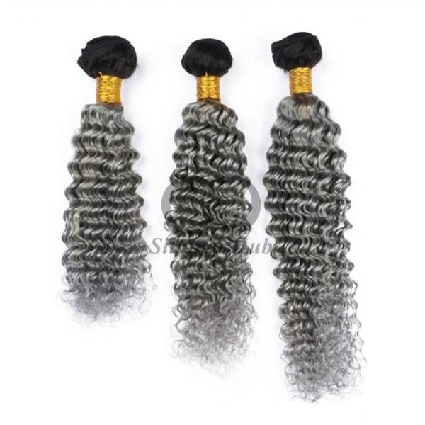 #T1B/Grey Deep Wave Remy Human Hair Bundles Sew In Weave Bundles Brazilian
