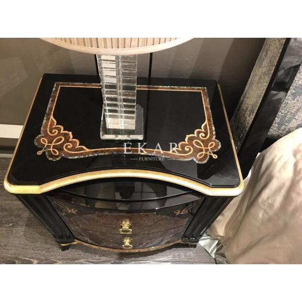 Carved Wood Bed Side Table Antique Nightstand