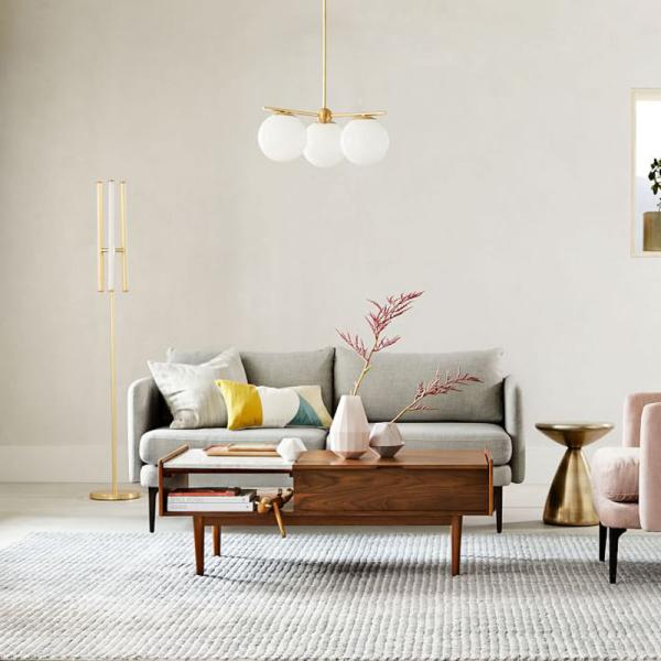 Gold minimalist LED floor lamp living room vertical wrought iron lights multi-head Strip design LED lighting(WH-MFL-40)