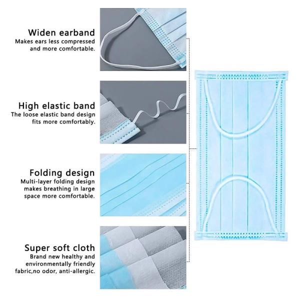 Anti Virus Civil Earloop 3 Ply Sterile Disposable Mask Enviromental - Friendly